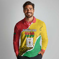 Personalized Burkina Faso Independence Day Long Sleeve Polo Shirt Coat Of Arms - Grunge Style - Wonder Print Shop