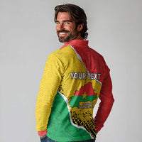 Personalized Burkina Faso Independence Day Long Sleeve Polo Shirt Coat Of Arms - Grunge Style - Wonder Print Shop
