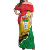 Personalized Burkina Faso Independence Day Off Shoulder Maxi Dress Coat Of Arms - Grunge Style - Wonder Print Shop