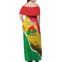 Personalized Burkina Faso Independence Day Off Shoulder Maxi Dress Coat Of Arms - Grunge Style - Wonder Print Shop
