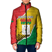 Personalized Burkina Faso Independence Day Padded Jacket Coat Of Arms - Grunge Style - Wonder Print Shop