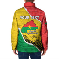 Personalized Burkina Faso Independence Day Padded Jacket Coat Of Arms - Grunge Style - Wonder Print Shop