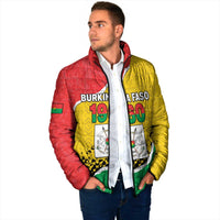 Personalized Burkina Faso Independence Day Padded Jacket Coat Of Arms - Grunge Style - Wonder Print Shop