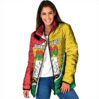 Personalized Burkina Faso Independence Day Padded Jacket Coat Of Arms - Grunge Style - Wonder Print Shop