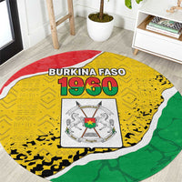Burkina Faso Independence Day Round Carpet Coat Of Arms - Grunge Style - Wonder Print Shop