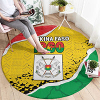 Burkina Faso Independence Day Round Carpet Coat Of Arms - Grunge Style - Wonder Print Shop