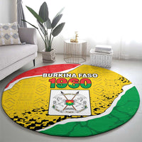 Burkina Faso Independence Day Round Carpet Coat Of Arms - Grunge Style - Wonder Print Shop