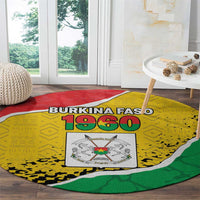 Burkina Faso Independence Day Round Carpet Coat Of Arms - Grunge Style - Wonder Print Shop