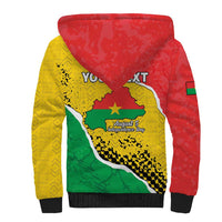 Personalized Burkina Faso Independence Day Sherpa Hoodie Coat Of Arms - Grunge Style - Wonder Print Shop