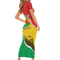 Personalized Burkina Faso Independence Day Short Sleeve Bodycon Dress Coat Of Arms - Grunge Style - Wonder Print Shop