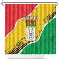 Burkina Faso Independence Day Shower Curtain Coat Of Arms - Grunge Style - Wonder Print Shop