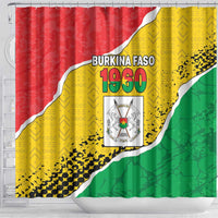 Burkina Faso Independence Day Shower Curtain Coat Of Arms - Grunge Style - Wonder Print Shop