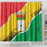 Burkina Faso Independence Day Shower Curtain Coat Of Arms - Grunge Style - Wonder Print Shop