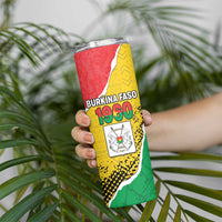 Personalized Burkina Faso Independence Day Skinny Tumbler Coat Of Arms - Grunge Style - Wonder Print Shop