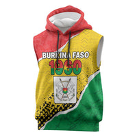 Personalized Burkina Faso Independence Day Sleeveless Hoodie Coat Of Arms - Grunge Style - Wonder Print Shop