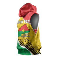 Personalized Burkina Faso Independence Day Sleeveless Hoodie Coat Of Arms - Grunge Style - Wonder Print Shop