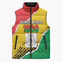 Personalized Burkina Faso Independence Day Sleeveless Puffer Jacket Coat Of Arms - Grunge Style - Wonder Print Shop
