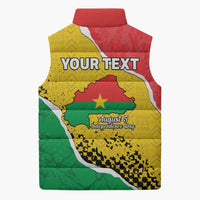 Personalized Burkina Faso Independence Day Sleeveless Puffer Jacket Coat Of Arms - Grunge Style - Wonder Print Shop