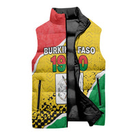 Personalized Burkina Faso Independence Day Sleeveless Puffer Jacket Coat Of Arms - Grunge Style - Wonder Print Shop