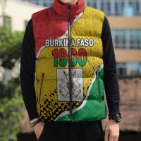 Personalized Burkina Faso Independence Day Sleeveless Puffer Jacket Coat Of Arms - Grunge Style - Wonder Print Shop