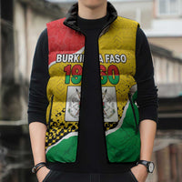 Personalized Burkina Faso Independence Day Sleeveless Puffer Jacket Coat Of Arms - Grunge Style - Wonder Print Shop