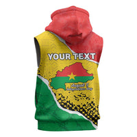 Personalized Burkina Faso Independence Day Sleeveless Zip Hoodie Coat Of Arms - Grunge Style - Wonder Print Shop
