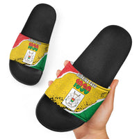 Burkina Faso Independence Day Slide Sandals Coat Of Arms - Grunge Style - Wonder Print Shop