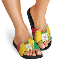 Burkina Faso Independence Day Slide Sandals Coat Of Arms - Grunge Style - Wonder Print Shop