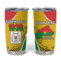 Personalized Burkina Faso Independence Day Tumbler Cup Coat Of Arms - Grunge Style - Wonder Print Shop