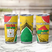 Personalized Burkina Faso Independence Day Tumbler Cup Coat Of Arms - Grunge Style - Wonder Print Shop