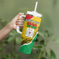 Personalized Burkina Faso Independence Day Tumbler With Handle Coat Of Arms - Grunge Style - Wonder Print Shop