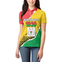 Personalized Burkina Faso Independence Day Women Polo Shirt Coat Of Arms - Grunge Style - Wonder Print Shop