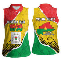 Personalized Burkina Faso Independence Day Women Sleeveless Polo Shirt Coat Of Arms - Grunge Style - Wonder Print Shop