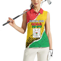 Personalized Burkina Faso Independence Day Women Sleeveless Polo Shirt Coat Of Arms - Grunge Style - Wonder Print Shop