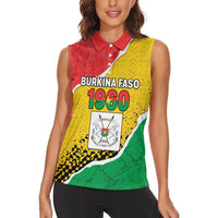 Personalized Burkina Faso Independence Day Women Sleeveless Polo Shirt Coat Of Arms - Grunge Style - Wonder Print Shop