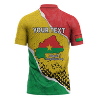 Personalized Burkina Faso Independence Day Zipper Polo Shirt Coat Of Arms - Grunge Style - Wonder Print Shop