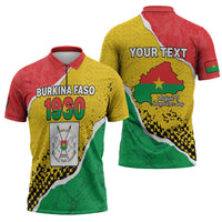 Personalized Burkina Faso Independence Day Zipper Polo Shirt Coat Of Arms - Grunge Style - Wonder Print Shop