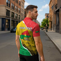 Personalized Burkina Faso Independence Day Zipper Polo Shirt Coat Of Arms - Grunge Style - Wonder Print Shop