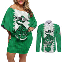 Nigeria Basketball Custom Couples Matching Off Shoulder Short Dress and Long Sleeve Button Shirt Go DTigers - Wonder Print Shop