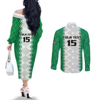 Nigeria Basketball Custom Couples Matching Off The Shoulder Long Sleeve Dress and Long Sleeve Button Shirt Go DTigers - Wonder Print Shop