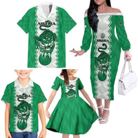Nigeria Basketball Custom Family Matching Off The Shoulder Long Sleeve Dress and Hawaiian Shirt Go DTigers - Wonder Print Shop