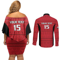 Egypt Basketball Custom Couples Matching Off Shoulder Short Dress and Long Sleeve Button Shirt Go Pharaohs - Wonder Print Shop