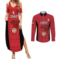 Egypt Basketball Custom Couples Matching Summer Maxi Dress and Long Sleeve Button Shirt Go Pharaohs - Wonder Print Shop