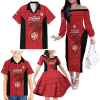 Egypt Basketball Custom Family Matching Off The Shoulder Long Sleeve Dress and Hawaiian Shirt Go Pharaohs - Wonder Print Shop