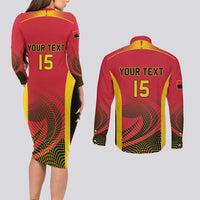 Angola Basketball Custom Couples Matching Long Sleeve Bodycon Dress and Long Sleeve Button Shirt Go Champions - Wonder Print Shop