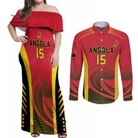 Angola Basketball Custom Couples Matching Off Shoulder Maxi Dress and Long Sleeve Button Shirt Go Champions - Wonder Print Shop