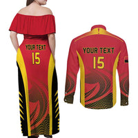 Angola Basketball Custom Couples Matching Off Shoulder Maxi Dress and Long Sleeve Button Shirt Go Champions - Wonder Print Shop