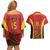 Angola Basketball Custom Couples Matching Off Shoulder Short Dress and Hawaiian Shirt Go Champions - Wonder Print Shop