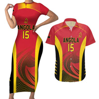 Angola Basketball Custom Couples Matching Short Sleeve Bodycon Dress and Hawaiian Shirt Go Champions - Wonder Print Shop