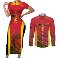 Angola Basketball Custom Couples Matching Short Sleeve Bodycon Dress and Long Sleeve Button Shirt Go Champions - Wonder Print Shop